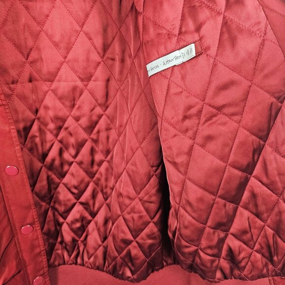 & Other Stories Womens 8 Bomber Jacket Red Wine Quilted Retro Varsity Style Coat - Picture 12 of 16